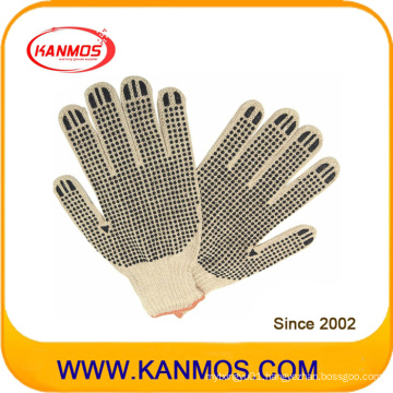 Black PVC Dotted Cotton Knitted Industrial Hand Safety Work Gloves (61003)